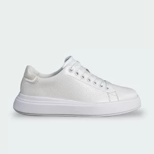 Tenis Calvin Klein Leather Trainers Monogram Blanco Mujer