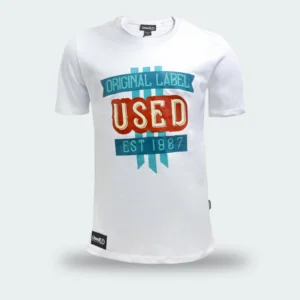 T-Shirt Used Original Print Classic Blanco Hombre