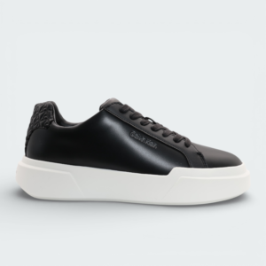Tenis Calvin Klein Smooth Leather Logo Negro Mujer